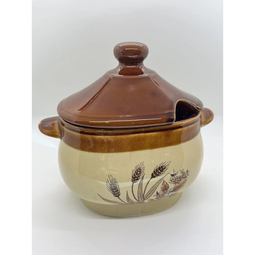 Vintage Oven Proof Country Wheat Gravy Tureen with Lid (No Ladel)